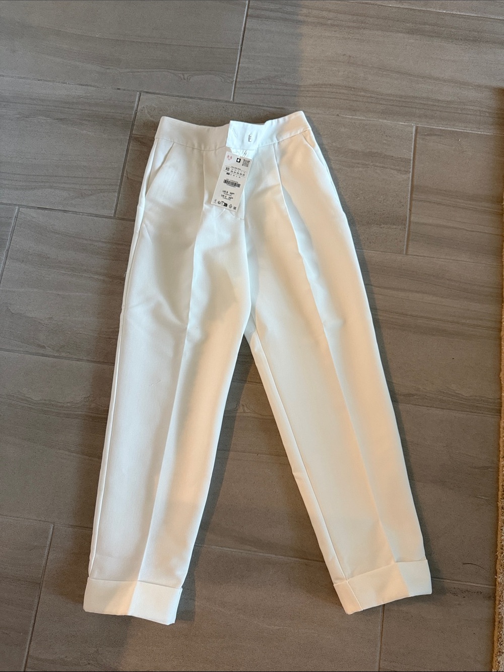 Zara White Cropped Tailored Ankle Pants
